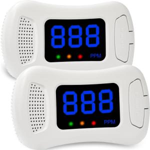 2 Packs Carbon Monoxide Detectors,CO Alarm Detector Monitor Battery Operated with PPM Value Display,Carbon Monoxide Alarm with Sound &Light Warning,Accurate & Easy to Read,for Home Kitchen Office