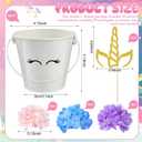 Knitgrip 30 Pcs Unicorn Party Table Centerpiece Decorations Include Hydrangea Unicorn Horn Toppers and Metal Buckets for Unicorn Birthday Party Baby Shower Supplies