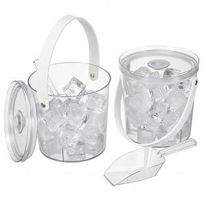 Mowhut 2 Pack Ice Bucket with Airtight Lid, Champagne Bucket with Handle, Plastic Beverage Tub for Parties, Bar Cart Accessories for Wine, Drink, Beer Bottles, Clear