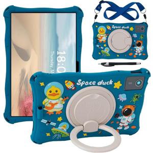 Tablet Case for Lenovo Tab M11 TB330FU 11"/Lenovo Pad 2024 TB331FC,Soft Anti-Stress Silicone Case with Rotate Stand/Pencil Holder/Shoulder Strap/Pen for Lenovo Tab M11 11 inch (Sea Blue)