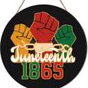 3D Juneteenth Freedom Day Door Sign,Juneteenth Wreaths for Front Door,African American Freedom Day Decor,Pride Black History Sign,June 1865 Independence Day Decor for Home Porch Yard