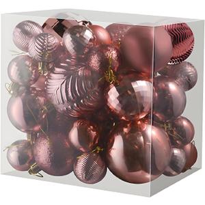 Prextex 36-Pieces Champagne Christmas Ornaments Set - Shatterproof, Festive Christmas Balls Decorations in 3 Sizes and 6 Styles with Hanging Loops for Tree, Wreath, and Dazzling Holiday Party Decor