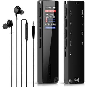 64GB Digital Voice Recorder - Voice Recorder with Playback, 3072KBPS Voice Activation, Password Protection - Ideal for Lectures, Meetings, Interviews.