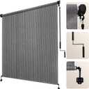 Artpuch Outdoor Roller Shade 8' W x 8' H, Gray Exterior Cordless Patio Shades Roll Up Blinds with Spliced Pole Design, (2 Poles, One-Piece Fabric), 96"W x 96"H
