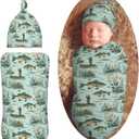 Fisher and Bass Fishes Newborn Swaddle Blankets Hat Sets Soft Baby Receiving Blanket Swaddle Sack for Baby Shower Infant Boy Girl Gift (One Size)