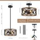 Farmhouse Pendant Light, Ceiling Light for Bedroom Hallway Kitchen Entryway, Dining Room Light Fixtures 3-Light Nickel and Wood Grain Metal Hanging Lamp