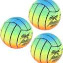 Garneck 3 Pcs Elastic Rainbow Balls PVC Beach Play Balls for Indoor Outdoor Fun Games and Activities Random Pattern