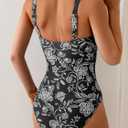 B2prity Women's Mesh One Piece Swimsuit Tummy Control Sexy Bathing Suit Push Up Swim Suit Slimming Swimwear, L