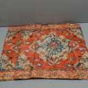 Boho Pillow Covers 18"x18" Set of 2 Monaco Orange Bohemian Carpet Double Sided Pattern Linen Pillowcases Cushion Cover for Farmhouse Couch Sofa Bed Decorative, Only Pillowcase