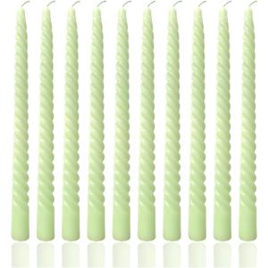 10 Inch Light Green Taper Candle Set, 10 Pack Unscented Dripless Candlesticks for Family Dinner Parties Spring Home Decoration and Wedding