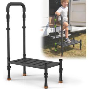 Widened RV Stairs with Handrail, Step Ladder for RV, SUV & Truck, Outdoor Spa, Hot Tub Steps, Make You Stand Higher Without Any Risk
