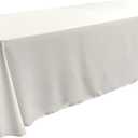 LA Linen Polyester Poplin Washable Rectangular Tablecloth, Stain and Wrinkle Resistant Table Cover 90x156, Fabric Table Cloth for Dinning, Kitchen, Party, Holiday 90 by 156-Inch, White