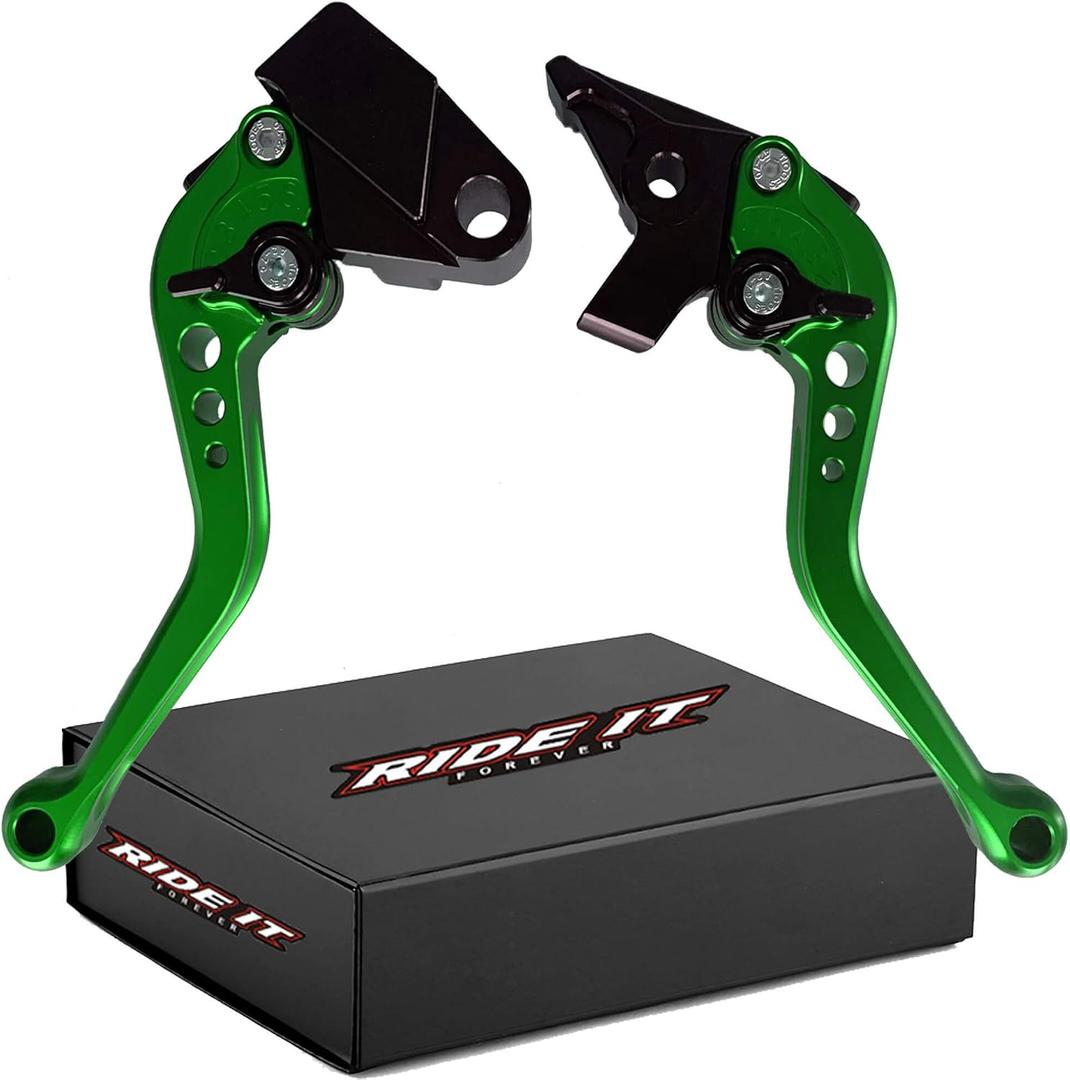 Short Brake Clutch Levers for Ninja650R Ninja 650 R ER6F ER6N 2009-2016,Ninja400R 2011, Compatible with Versys650cc 2009-2014 Shorty Black Motorcycle levers-Green