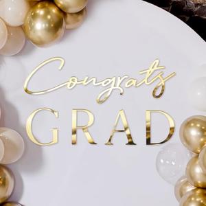 Novabright Congrats Grade Sign for Backdrop Gold Acrylic Mirror Decal Letter Sticker Graduation Decor for Grad Party, Class of 2026 Grad Party Graduation Event Planner Vinyl Decal