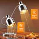 PYY Commercial Food Warmer - 2-Head Electric Heating Lamp 500W Stainless Steel Food Warmer Lamp Catering Food Warming Lamp w/Spare Bulb for Catering Kitchen Food Service Restaurant Cafeteria