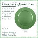 Tanlade 12 Pcs 13 Inch Charger Plates Bulk Round Wedding Chargers Plastic Dinner Plates for Table Setting Wedding Party Decoration (Green)