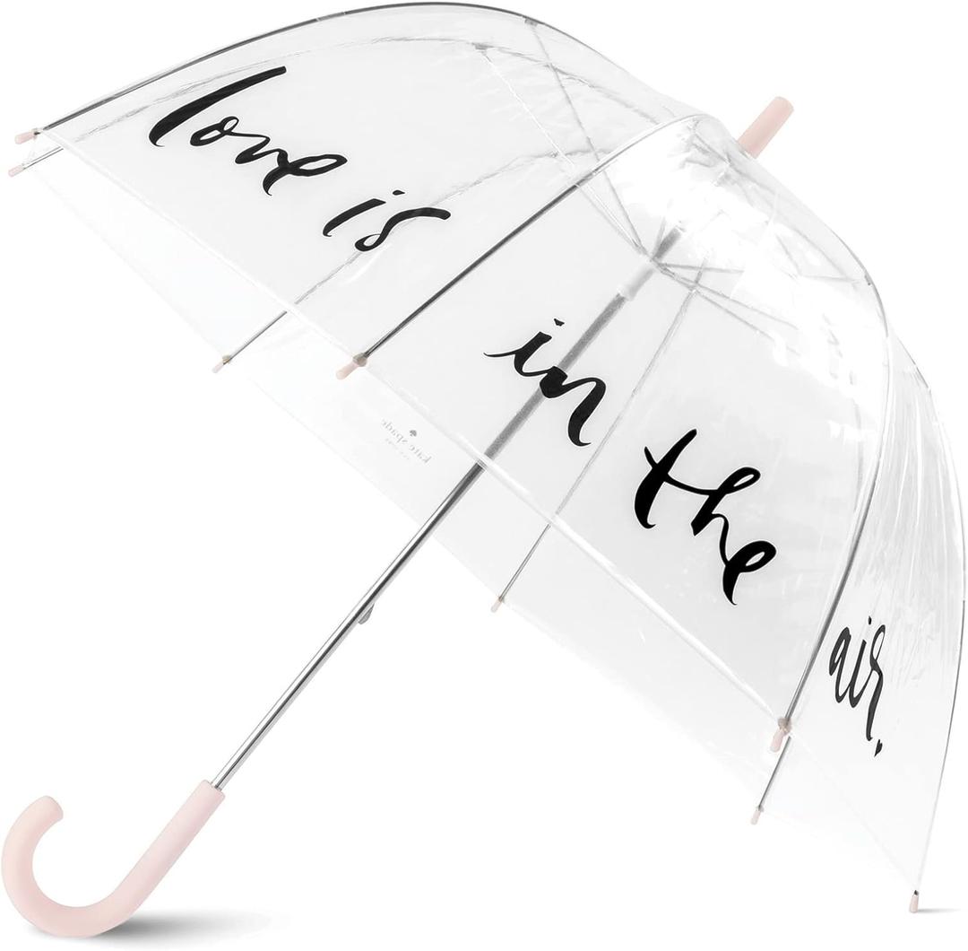kate spade new york Clear Umbrella for Rain, Large Bubble Umbrella for Weddings, Love Is In The Air