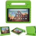 Kids Case for Fire HD 10 2019/2017/2015 Releases, HD 10 5th/7th/9th Gen Cover Shockproof Kid-Proof Flexible Durable Foam Cover with Handle Stand for Fire HD 10 2015/2017/2019 Releases (Green)