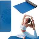 Gaiam Dry-Grip Yoga Mat - 5mm Thick Non-Slip Exercise & Fitness Mat for Standard or Hot Yoga, Pilates and Floor Workouts - Cushioned Support, Non-Slip Coat - 68 x 24 Inches (Blue)
