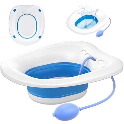 xemieau Sitz Bath, Sitz Bath for Toilet Seat, Postpartum and Hemorrhoids Care Kit - Yoni Steam Seat - Foldable Portable Basin soak - Universal Fit for Standard Toilets
