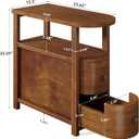 LITTLE TREE Solid Wood End Table with 2 Drawers & Open Shelf, No Assembly Required Side Table for Living Room, Vintage Brown Couch Side Tables, Slim Bedside Table Nightstand for Bedroom, 12.2" W x 23.62" D x 25.59" H