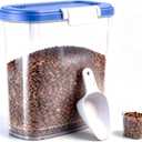 10-15 Lbs Dog Food Storage Container Airtight - Slim Pet Cat Food Container with Lid, Scoop and Cup - Clear Plastic Dry Food Storage Bin for Dogs, Cats, Bird Seeds, Kibble, Pellets, Rice, Flour