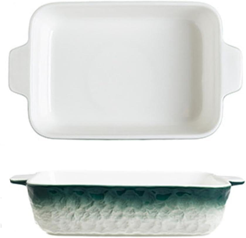 Lavandi Ceramic Bakeware Set, Rectangular and Wide Baking Pans, Oven/Microwave/Dishwasher Safe (Green, 8 inches)