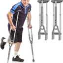 Adjustable Crutches with Padded Grips Height Adjustable Mobility Aid, Aluminum Underarm Support 330LB Adjustable Height 38.2-61.8 in Non-Slip Tips, Tool-Free Setup One Pair