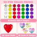 JOYIN 28 Packs Kids Valentine Day Sports Bouncy Ball with Prefilled Hearts and Valentine Cards for Kids Valentine Classroom Exchange, Kids Bouncy Balls for Class Exchange Game Prize