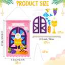 WATINC First Communion Banner Kit - 12 Set Holy 1st Communion Felt Banner Kit Baptism Christian Cross DIY Craft Decorations, Make Your Own Sunday School Church Hanging Crafts Supplies for Girls (Pink)