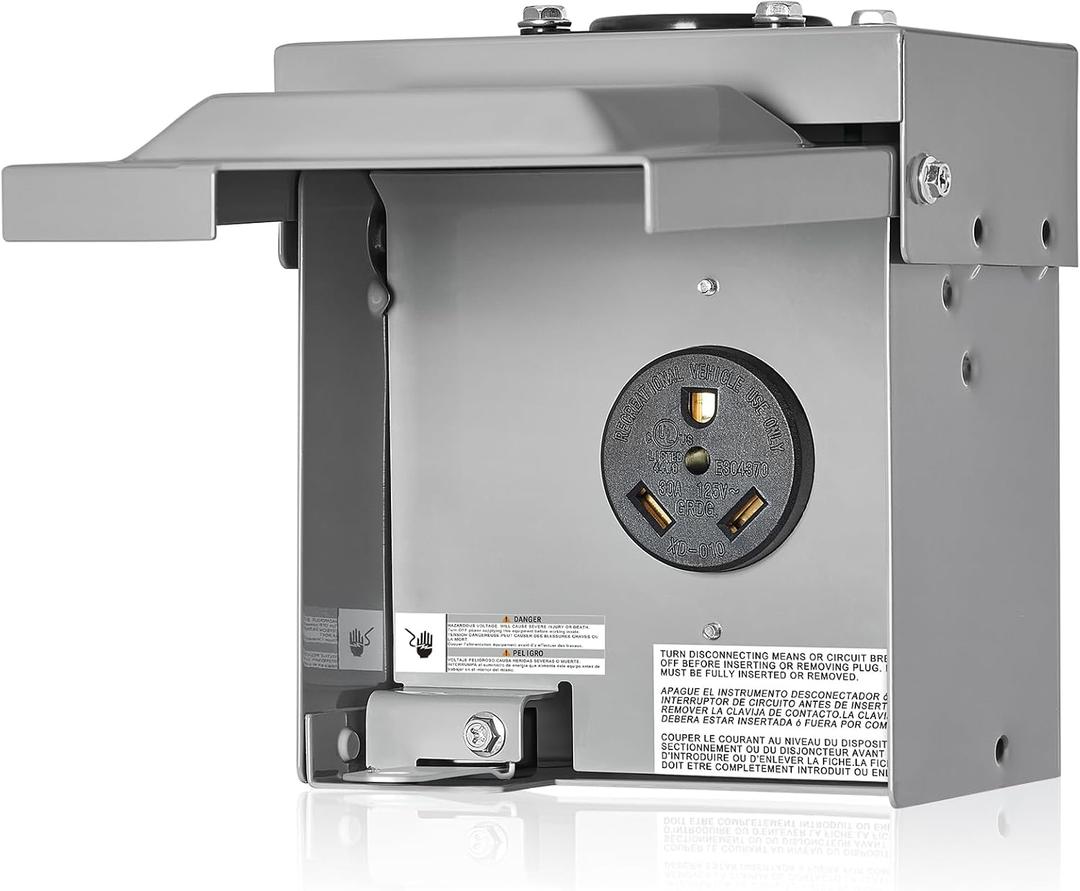 SURAIELEC 30 Amp RV Outlet Box, Enclosed Lockable Electrical Outlet Box for RV/EV Receptacle NEMA TT-30R 125V, Weatherproof Power Box for RV Camper Travel Trailer, Electric Car, ETL Listed