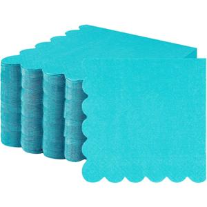 Fuutreo 100 Pcs Scalloped Cocktail Napkins Thick Paper Disposable Party Napkins Beverage Tissue for Wedding Dinner Birthday Supplies, 5 x 5 Inches(Teal)