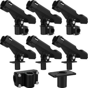 Fishing Rod Holder for Boat Adjustable Rod Racks with Side Mount Bulk Swivel Pole Holders for Boats with Combo Mount, Fishing Accessories, Black