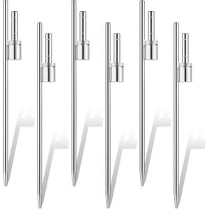Pelopy 6 Pcs Feather Flag Ground Spike Ground Stake Flag Base Heavy Duty Flags Pole Holder for Outdoor Banner Stakes Fits Poles with 0.65 Inch Inner Diameter, Stake Only (20 Inch)