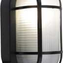 8.5" Modern Wall Lamp - Die-Cast Aluminum & Frosted Glass Outdoor Lighting, E26 Base (60W Max), Wet Location Rated for Patio/Deck/Basement (Black, 1-Pack)