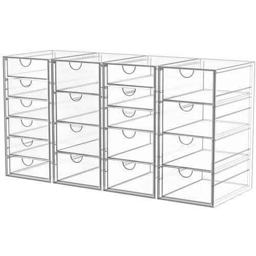Amazon.com: YFXCVSL Acrylic Makeup Organizer with 19 Drawers, 4 Pack Clear Storage Drawers, Bathroom Makeup Organizer for Palettes, Cosmetic, and Beauty Supplies,Ideal for Vanity, Cabinet,Desk Organization : Beauty & Personal Care