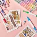 Dual Tip Acrylic Markers : 48-Color Brush & Fine Point Paint Pens - Water Based Markers Set with Portable Case for School Classroom Scrapbook Painting Drawing Coloring