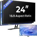 [2 Pack] 24 Inch Computer Privacy Screen Filter for Monitor 16:9 Aspect Ratio, Eye Protection Anti Blue Light Privacy Shield and Anti-Glare Protector, 24inch Removable Anti-Scratch 24in Protector Film