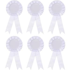 PATIKIL Blank Award Ribbon, 6 Pcs Rosette Ribbon Honorable Prize Recognition Ribbon for DIY, Party, Wedding, Competition, Sport, White