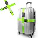 Luggage Straps with TSA Lock, Travel Belt for Luggage, TSA Approved Luggage Straps, 3-Dial Combination Locks Adjustable Suitcase Belt, Quick-Release Buckle (Green), 2 Pack