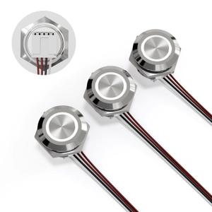 3PCS 12mm Momentary Push Button Switch 12v Touch Power Button Ultra-Thin Switch IP67 Waterproof 5v to 24v with Plug-in Quick Connect Terminals White LED Illuminated（White Stainless Steel）
