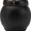 Ceramic Cat Urn for Ashes - Pet Memorial Box with Secure Lid, Cremation Keepsake for Cats (15 lbs), Black
