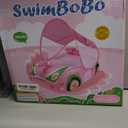 Swimbobo Toddler Pool Float Inflatable Car Baby Swim Float with Adjustable Sun Canopy and Safety Seat Pool Toys for Kids 3+ Years Old (Pink Green Car)