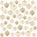 Duufin 45 Pieces Valentine's Day Gold Heart Ornaments Heart Shaped Baubles Decorations Hanging Ornaments Decorations for Valentine, Christmas Tree