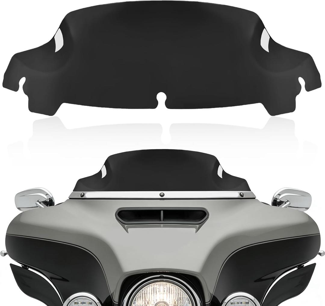 Black 7" Motorcycle Wave Windshield Windscreen Compatible for 2014-2023 Harley Davidson Touring Street Glide Electra Glide Tri Glide FLHX FLHXU FLHTC FLTR FLTR FLHTK FLHXSE