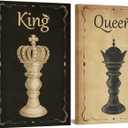 sechars Chess Canvas Wall Art Vintage King and Queen Chess Painting Poster Art Print Antique Decor for Living Room Bedroom Stretched Gallery Canvas Wrap Giclee Artwork Ready to Hang Gift Piece, 24"L x 16"W