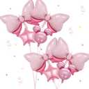 8 PCS Minnie Balloons, Pink Mouse Birthday Decorations, 35 Inch Pink Bow Balloons, Minnie Baby Shower Decorations, Oh Twodles Party Supplies