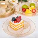 200 Pcs Gold Glitter Plastic Plates - Disposable Party Plates, Gold Glitter Disposable Plate Include 100 Dinner Plate and 100 Dessert Plate, Plastic Plate for Party, Holiday, Wedding & Birthday