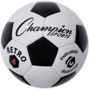 Champion Sports Retro Soccer Ball, Size 4 , Black/ White