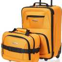 Rockland Fashion Softside Upright Luggage Set,Expandable, Orange, 2-Piece (14/19)